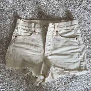 Cream denim shorts